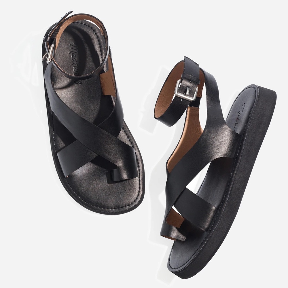 Madewell Natasha Sandals - Strappy Black Leather Sandals